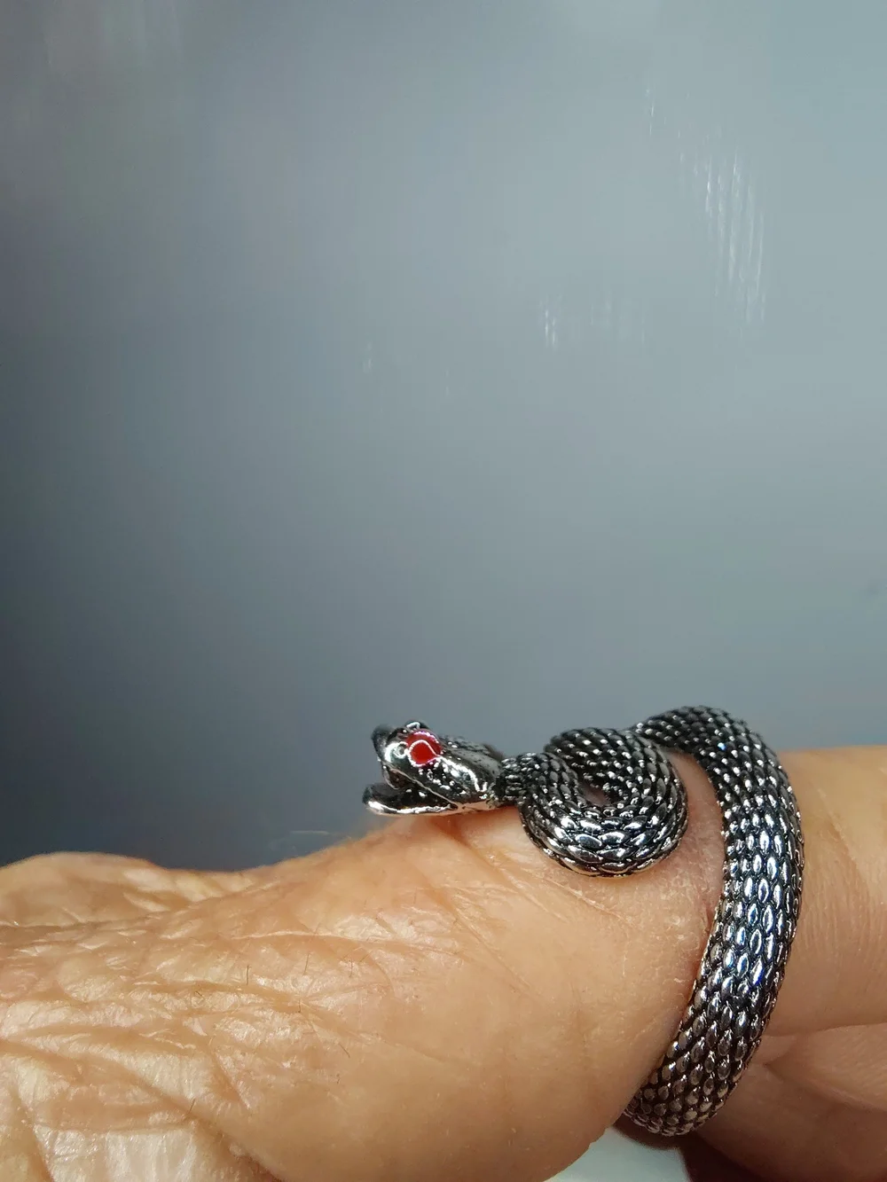 RATTLESNAKE With Ruby Eyes & Golden/Brass Rattler Faux Rubies